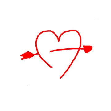 Heart arrow doodle vector icon. Hand drawn heart love sketch illustration. Decorative Valentines Day doodle elements.