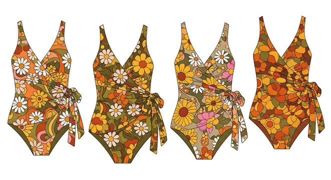 Colorful Floral Swimsuits with Paisley Patterns
