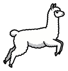 Obraz premium Jumping alpaca animal side view illustration. Generative AI