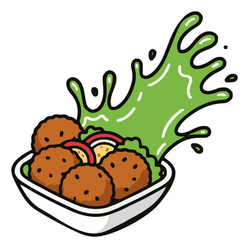 Three quarter perspective view of falafel salad spla.... Generative AI