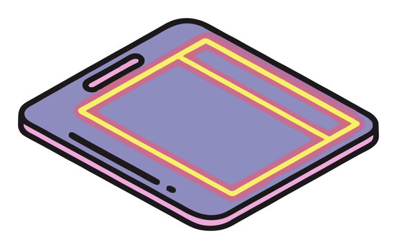 Sleep tracking mat with neon glow isometric view. Generative AI