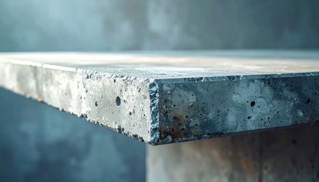 Close-up of a rough concrete slab edge showing texture and imperfections.