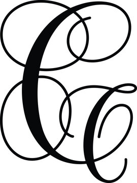 Elegant script monogram letter C, classic vintage calligraphy swirl design, luxury typographic emblem for wedding invitation decor