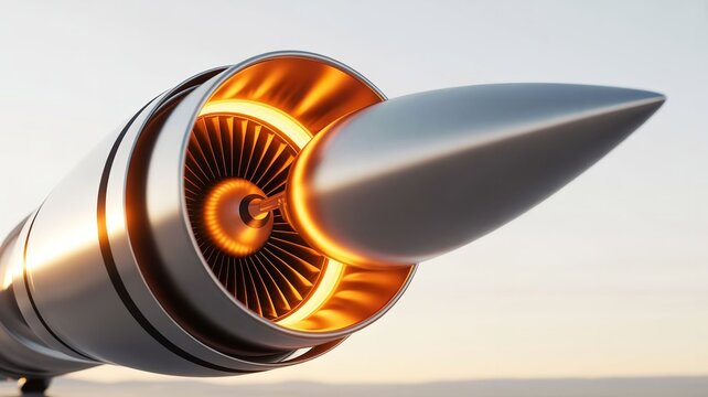 Close-up of airplane jet engine during takeoff