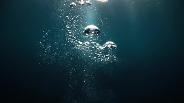 Underwater Bubbles Rising to Surface.