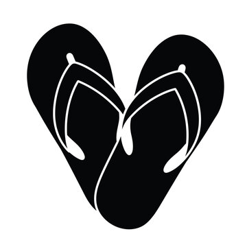 Flip Flops Heart Shape Summer Vector Illustration Silhouette Icon