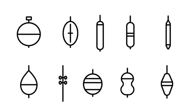 Fishing Float Bobber Vector Illustration Icon Set