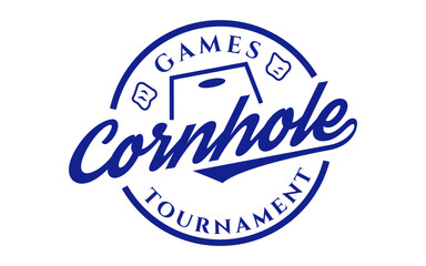 Obraz premium Cornhole Games Tournament Blue Logo Design Badge