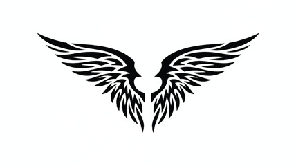 Fototapeta premium A detailed illustration of a black winged symbol on a white background