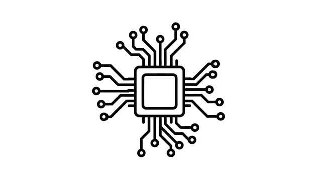 Central Processing Unit (CPU) Microchip Icon Representing Computing Power and Technology