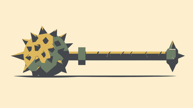 Digital illustration of a spiked mace weapon on a beige background