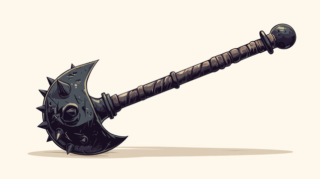 Illustration of a spiked mace with a dark metallic head and a wrapped handle