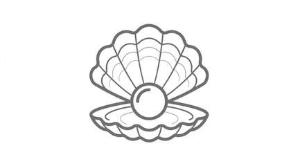 Oyster Shell with Pearl Icon Line Art © nurul mustofa