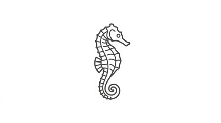 Minimalist Seahorse Outline Icon, Nautical Marine Life Symbol © nurul mustofa
