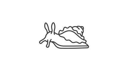 Stylized illustration of a sea snail with shell, isolated on white background, simple line art. © nurul mustofa