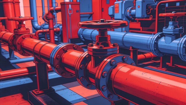 Industrial piping system with valves