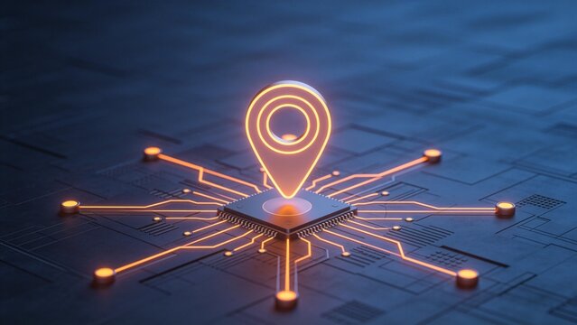 Circuit board with glowing location pin