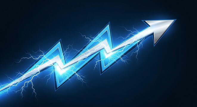 Glowing Electric Arrow Rising Upward Fast.