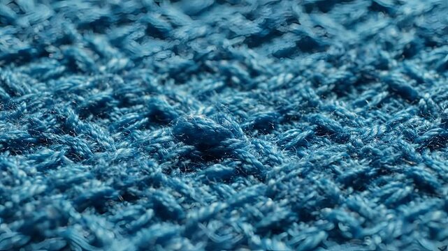 Closeup Macro Shot of Textured Teal Fabric Surface.