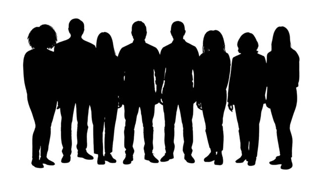 Silhouette group of people standing together Vector