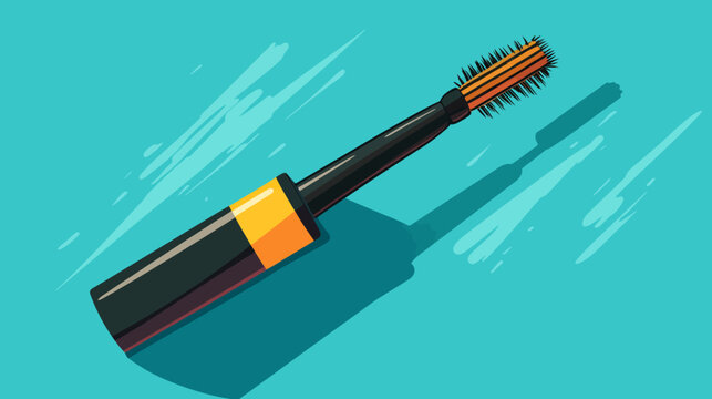 Illustrative makeup spoolie brush with detailed bristles on blue background