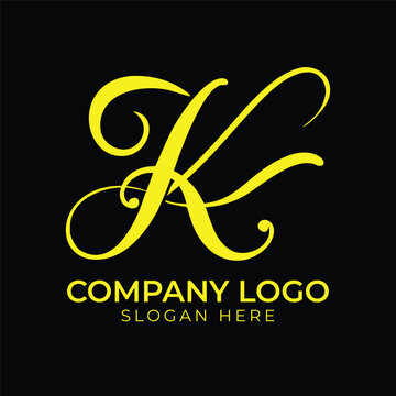 Creative K Letter Vector Logo With Minimal Flourished Style Elegant Typography Branding Concept