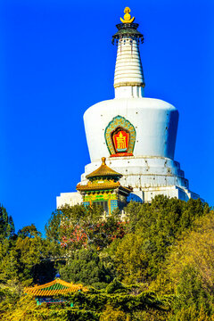 Buddhist White Dagoba Stupa Memorial Beihai Park Beijing China