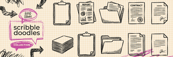 Hand drawn doodle vector set of online shopping ecommerce store bag cart market and retail purchase © Broke Stoke