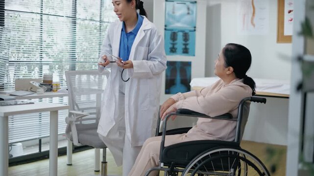 Doctor or Mental health and elderly care concept.Close up hands of doctor or caregiver hands elderly home care or hospital.Arthritis person's hand in support of geriatric nursing caregiver in hospital