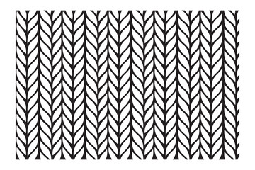 Seamless Black and White Herringbone Braid Leaf Wave Pattern — Abstract Botanical Vertical Chevron Knit Texture Background © Momotaj