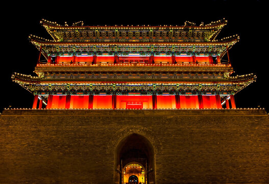 Qianmen Gate Zhengyang Men Tiananmen Square Beijing China Night