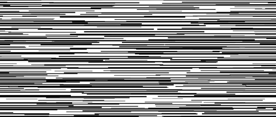 Seamless random line noise pattern. TV interference screen repeated texture. Black and white horizontal irregular lines backdrop. Glitch or failure video effect wallpaper. Vector VHS background © vika_k