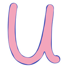 Pastel Doodle Lowercase Letter U Illustration   © Nampheung