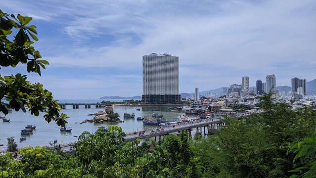 Heritage site in Nha Trang, Vietnam: Ancient Champa Kingdom's Po Nagar Towers surrounded by lush greenery