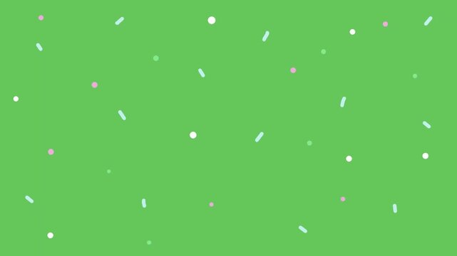 Seamless Loop of Cute Minimalist Confetti and Sprinkles on Green Background