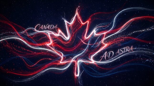 Abstract Maple Leaf Light Trails Background