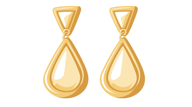 Illustration of a pair of golden teardrop-shaped earrings with triangular hooks