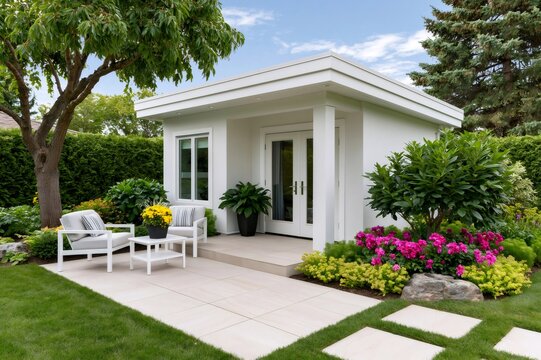 Modern backyard studio offering peaceful outdoor retreat