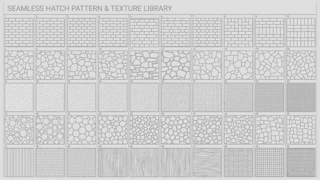 Landscape Architecture CAD Hatch Pattern Set Grass Water Stone Wall Texture Elements Collection
