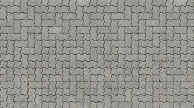 Brick paving stone pattern. Seamless sidewalk texture. Grey patio driveway blocks. Seamless grey paving stone texture background, interlocking concrete blocks pattern with copy space