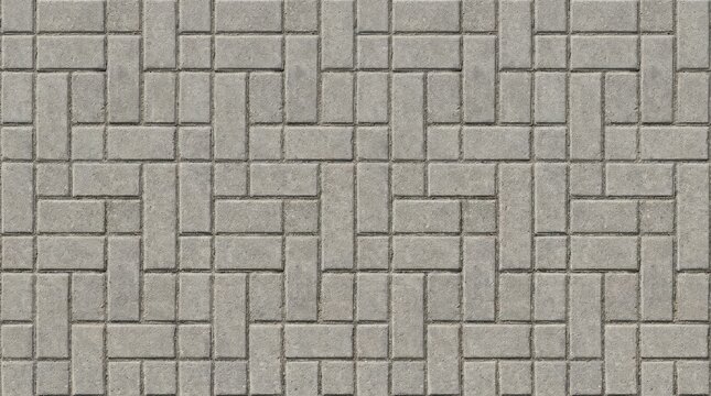 Brick paving stone pattern. Seamless sidewalk texture. Grey patio driveway blocks. Seamless grey paving stone texture background, interlocking concrete blocks pattern with copy space
