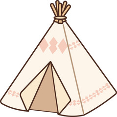 Cute Pastel Teepee Tent and Glamping Vector Illustration © Sena