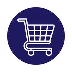 Shopping cart icon with navy blue circle isolated on transparent background © Md