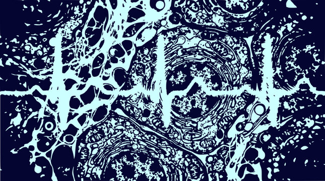 Abstract EKG Heartbeat Waveform Over Organic Cell Structure Background
