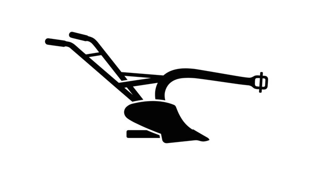Black silhouette of a single furrow plow agricultural tool.
