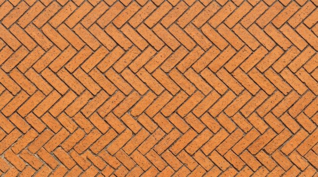 Brick paving stone pattern. Seamless sidewalk texture. Paved brown patio block driveway design. Seamless terracotta paving stone texture background, interlocking orange brick pattern with copy space