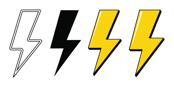 Lightning Icon Vector for Electric Energy, Power Symbol, Thunder Bolt and Energy Flow Illustration for Web, App and UI Design