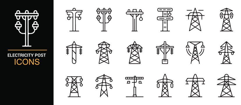Electrical Infrastructure And Utility Pole Icon Pack