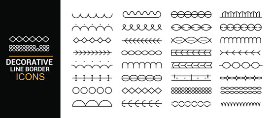 Naklejka premium Ornamental Decorative Lines Monochrome Vector Illustration Set