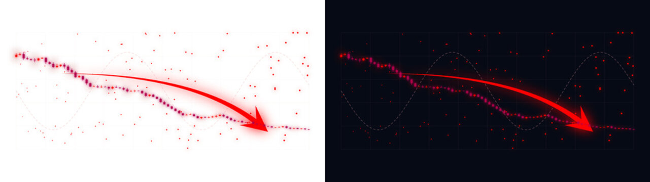 PNG image of Red downward trend line illustration, business decline graphic, financial market crash, economic recession data visualization isolated on Transparent Background isolated